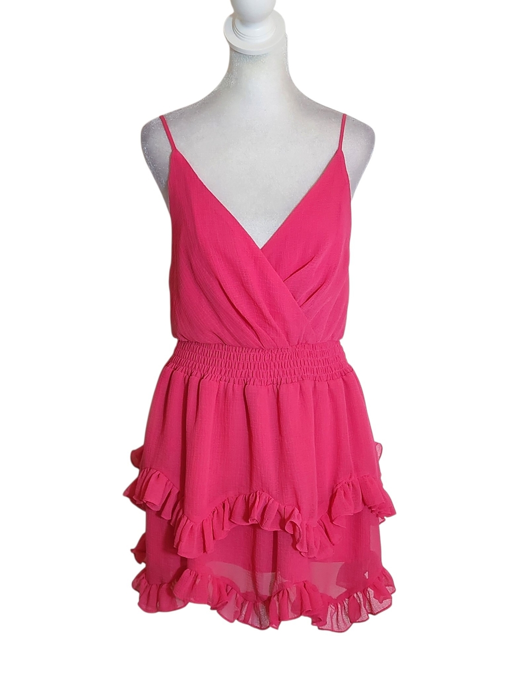 DO+BE Hot Pink Ruffle Mini Dress Size Small Wedding Guest Dress